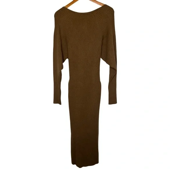 Good American | Long Sleeve Belted Body Midi Dress in Sepia - Size 1 / 2 - Picture 6 of 12
